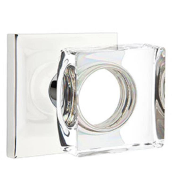 Emtek 5110ROUUS15 Passage Round Knob with Square Rose Finish: Satin Nickel