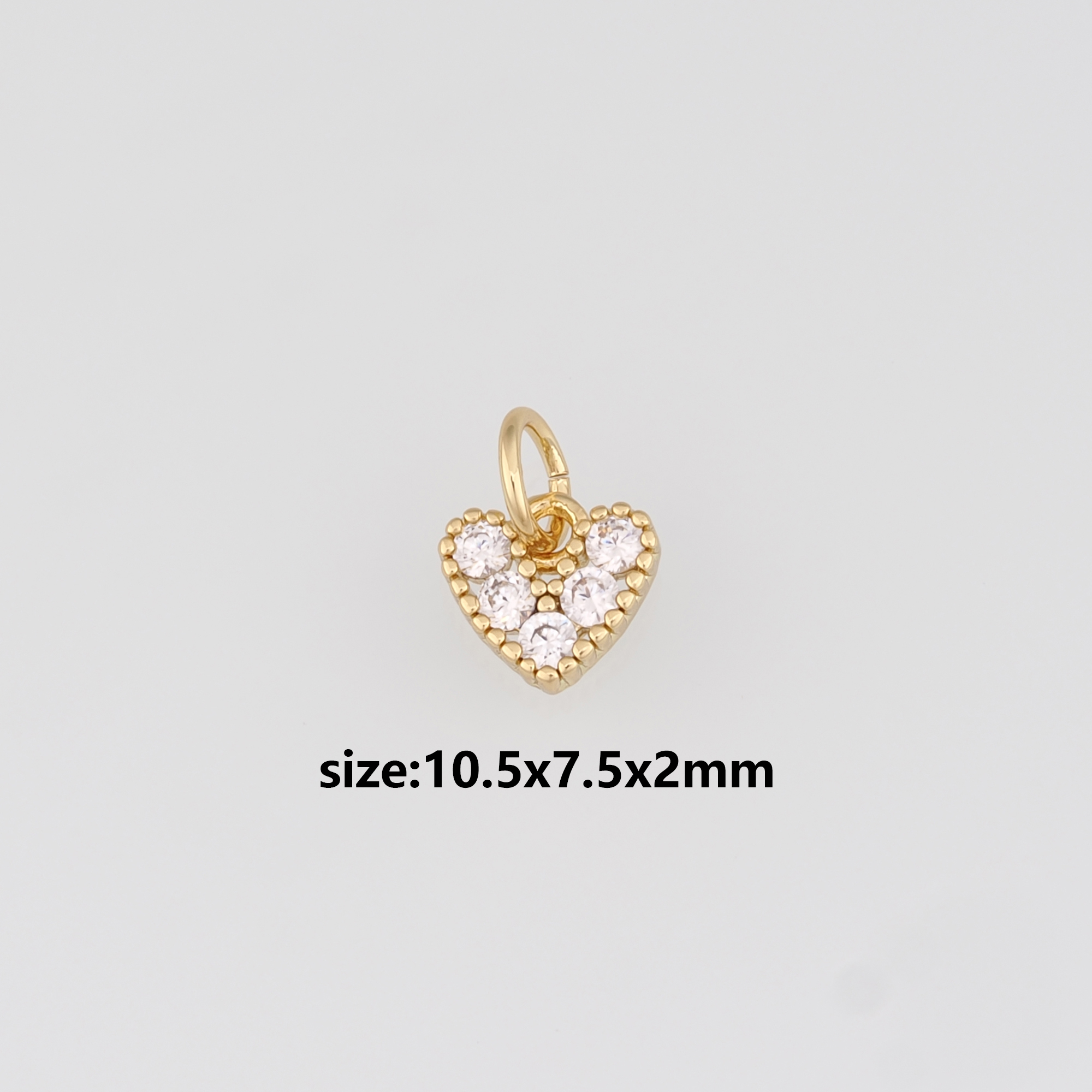 18K Gold Filled Heart Pendant,CZ Micro Pave Heart Charm Earrings Necklace for DIY Jewelry Making Supply