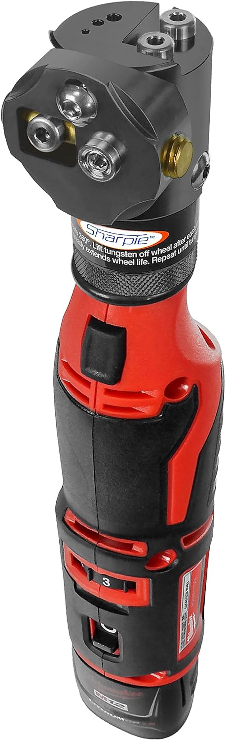 DXCL Hand-Held Cordless Tungsten Sharpener Grinder, Adjustable 15°- 45°, Diamond Ground Tapers (Auburn Red/Auburn R