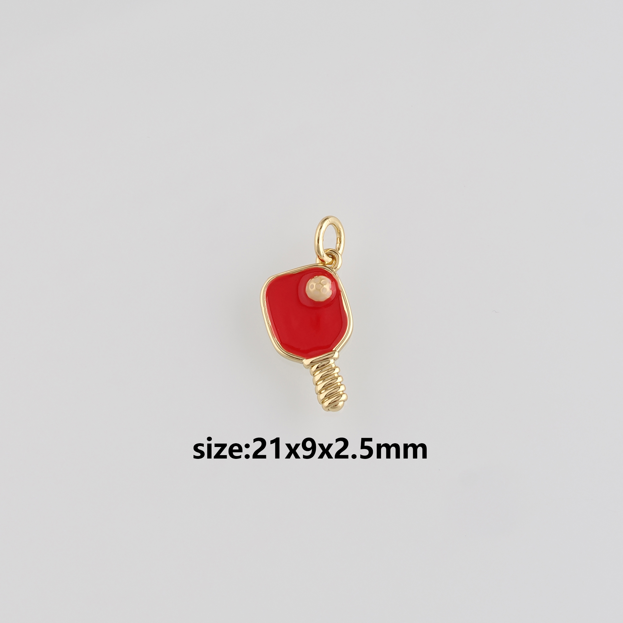 18K Gold Filled Tennis Racket Pendant,Enamel Racket Charm Earrings Necklace for DIY Jewelry Making Supply