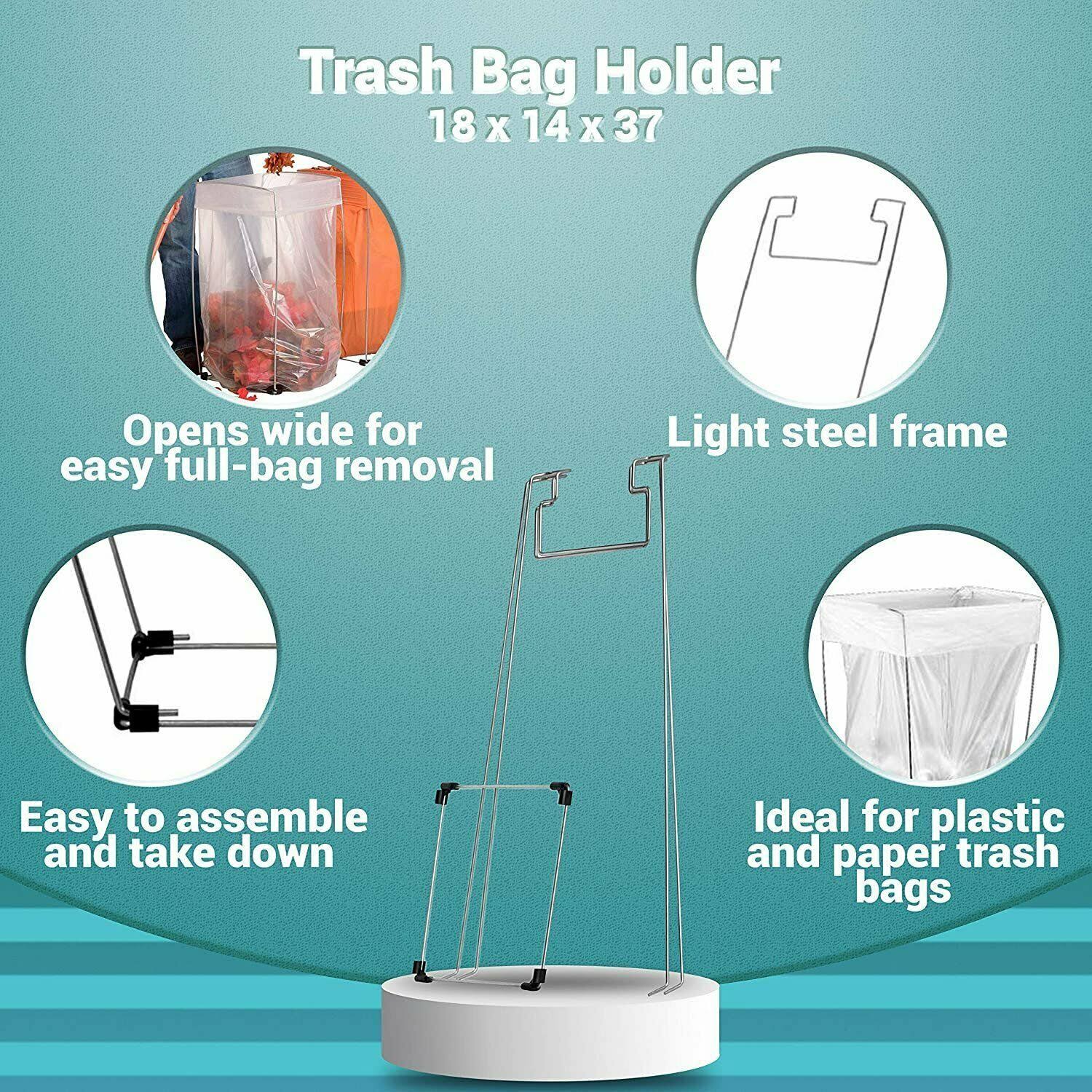 Trash Bag Holders Steel Waste Container Holder 18x14x37 55 Gallon