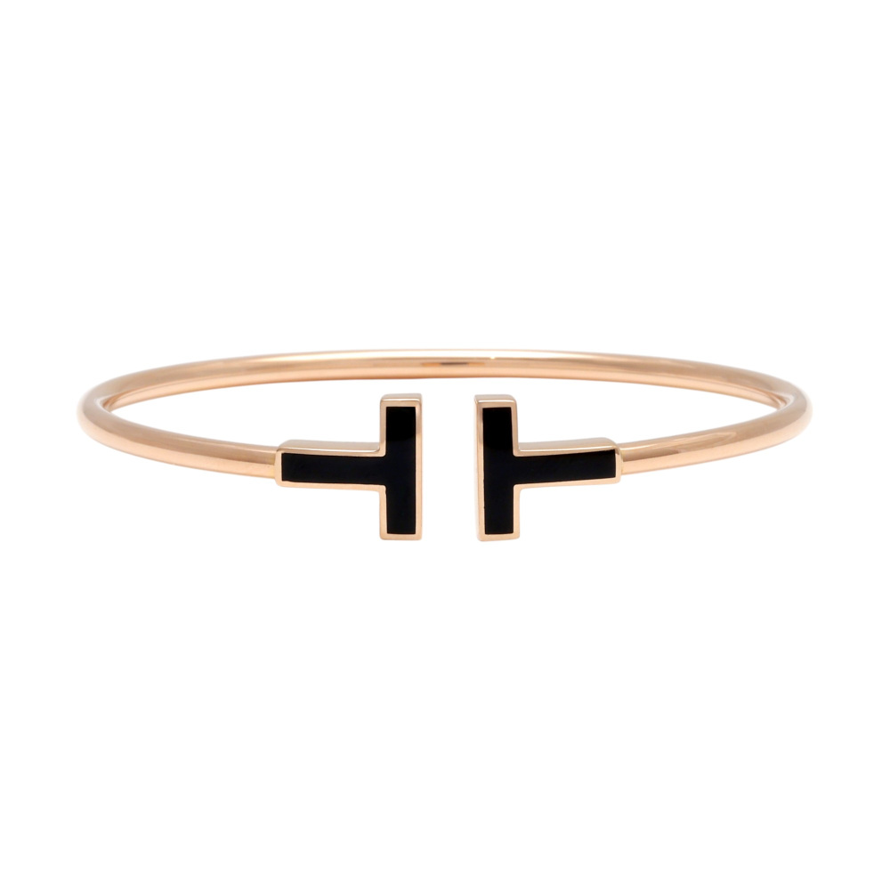 Tiffany & Co. Tiffany T Wire Bracelet 18K Rose Gold Onyx 64028650