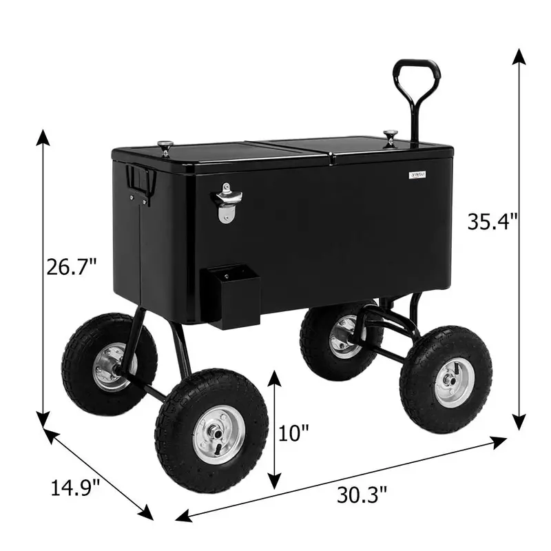VINGLI 80-Quart Rolling Wagon Cooler – Insulated Ice Chest