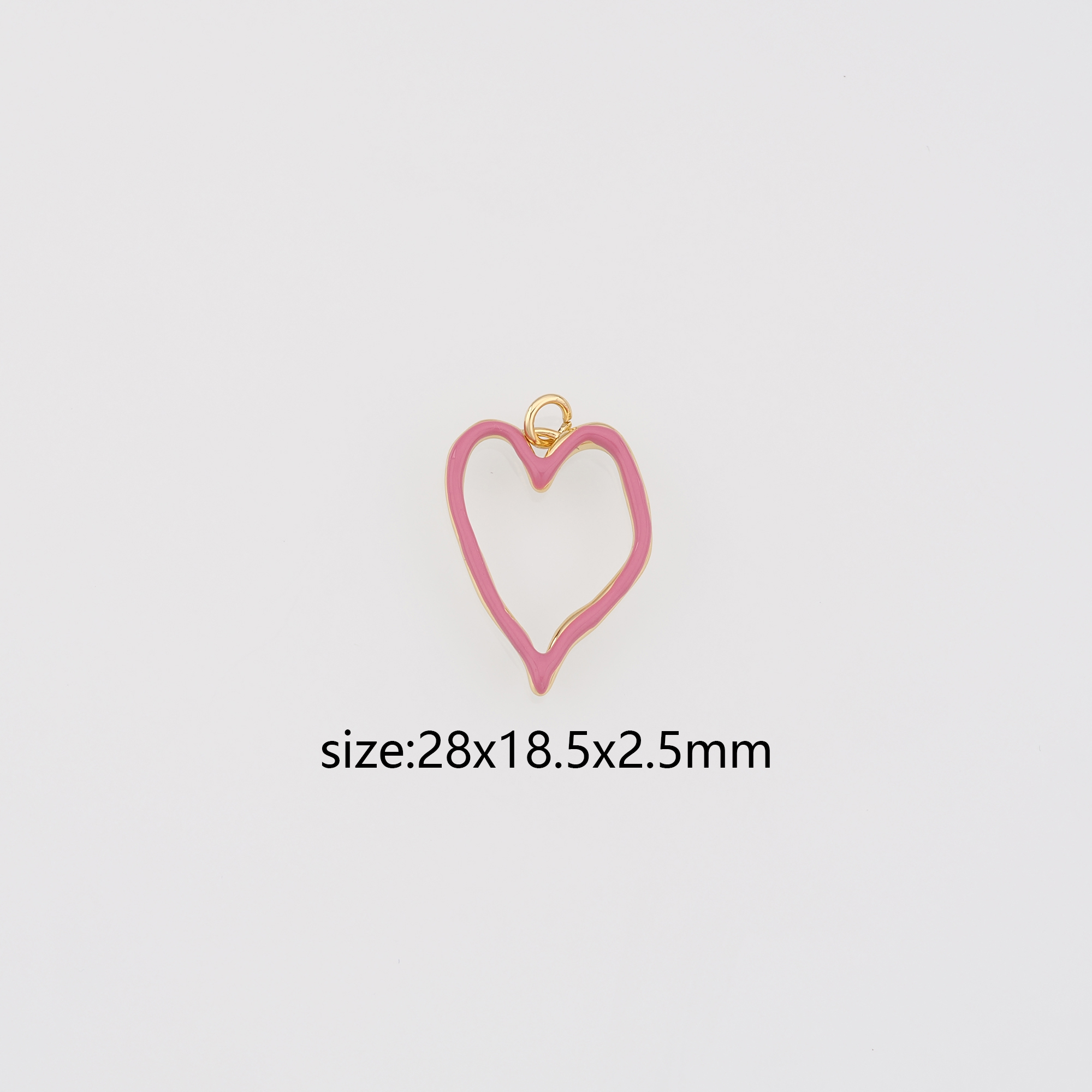 18K Gold Filled Heart Pendant,Enamel Heart Charm Earrings Necklace for DIY Jewelry Making Supply