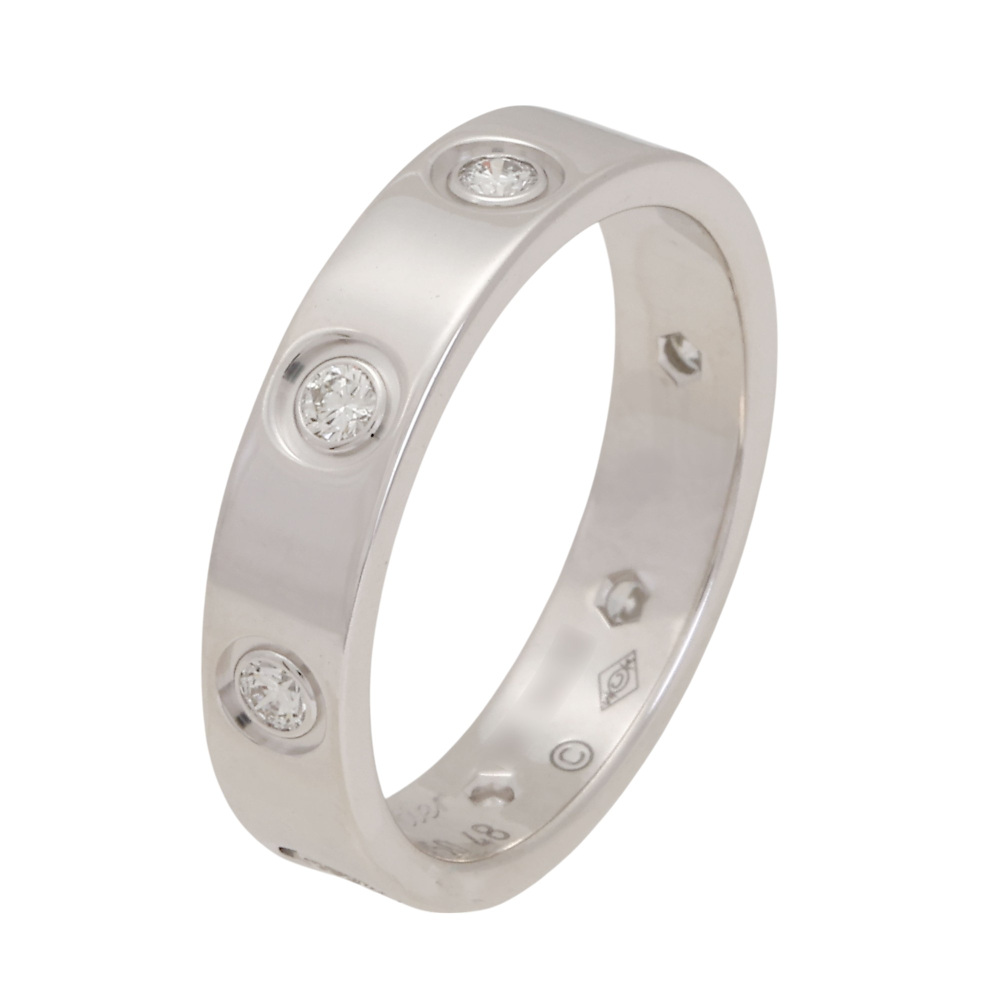 Cartier Love Sm 8 Diamonds Ring 18K White Gold Diamond B4050600