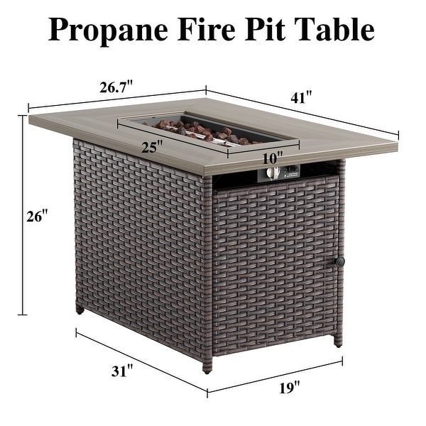 Patio Furniture Set with Propane Gas Fire Pit Table