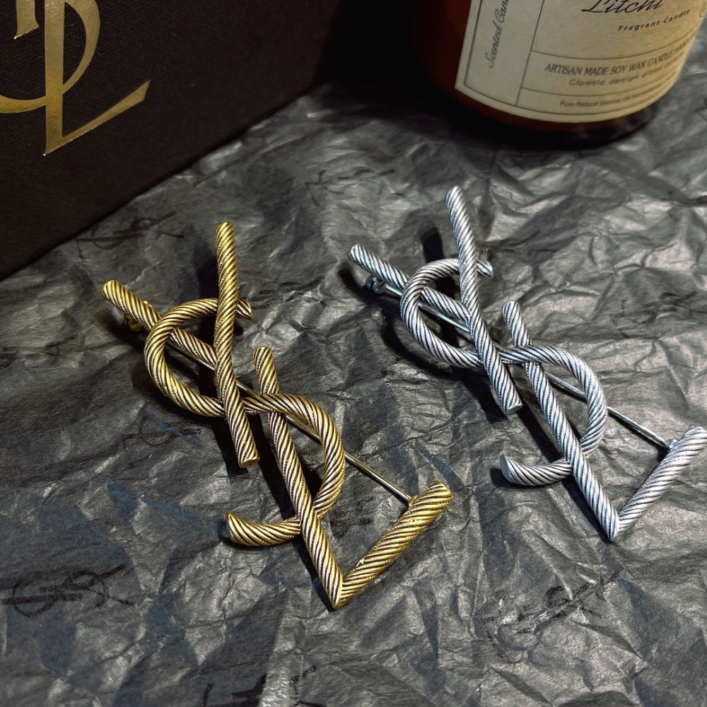 Saint Laurent Ysl Brooch Silver