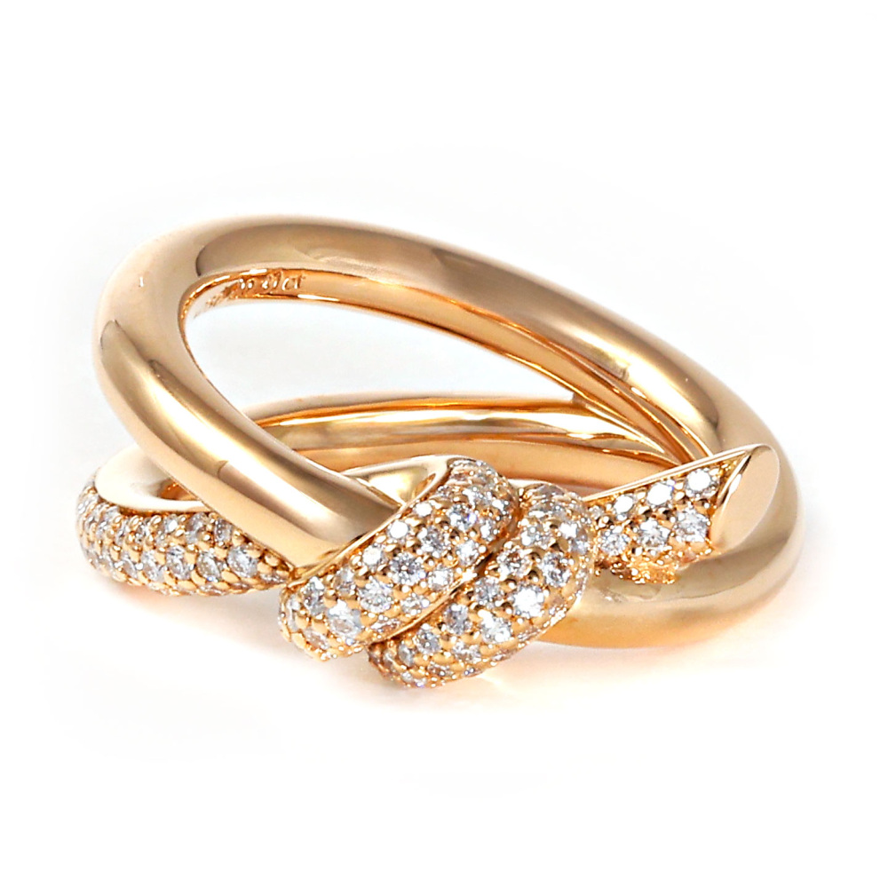 Tiffany & Co. Knot Double Row Ring 18K Rose Gold Diamond 69526233