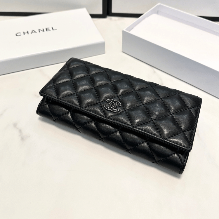 Chanel Classic Small Flap Wallet Black Caviar Silver Hardware 4.7 Inches