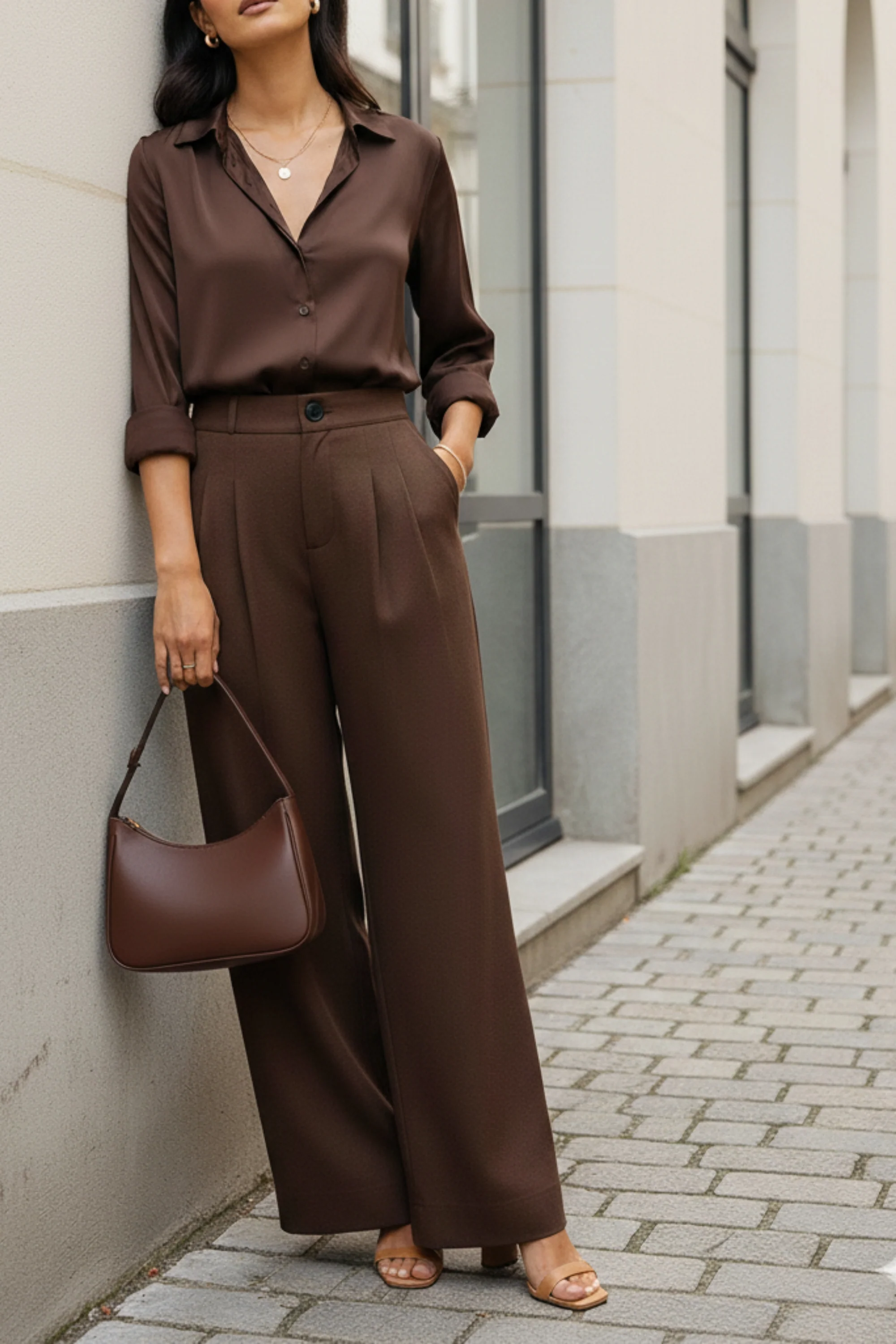 Rustic Brown High Waist Trouser