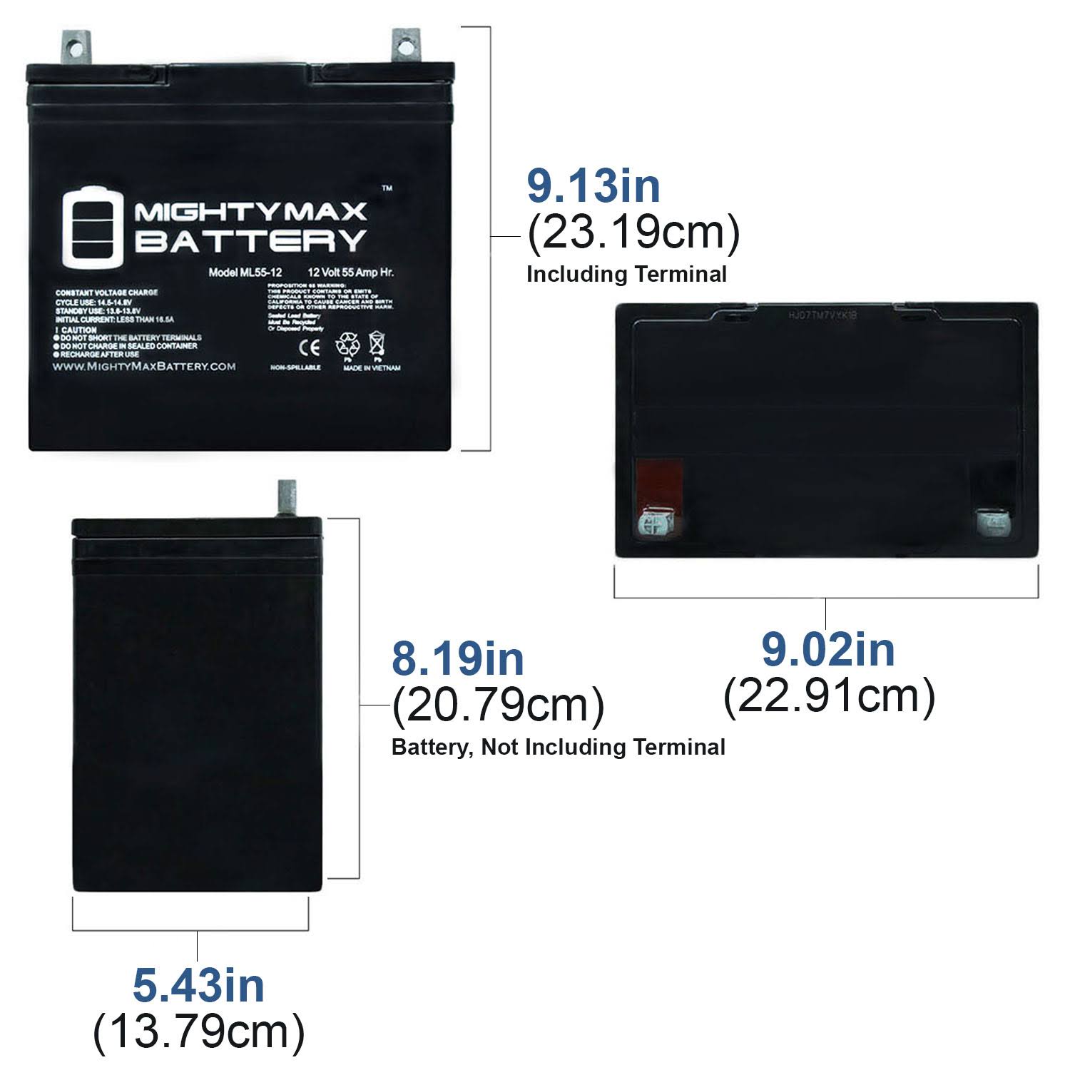 Mighty Max Battery - 12V 55Ah Scooter Battery UB12550 Group 22NF for Pride Jazzy 1115 - ML55-121911190