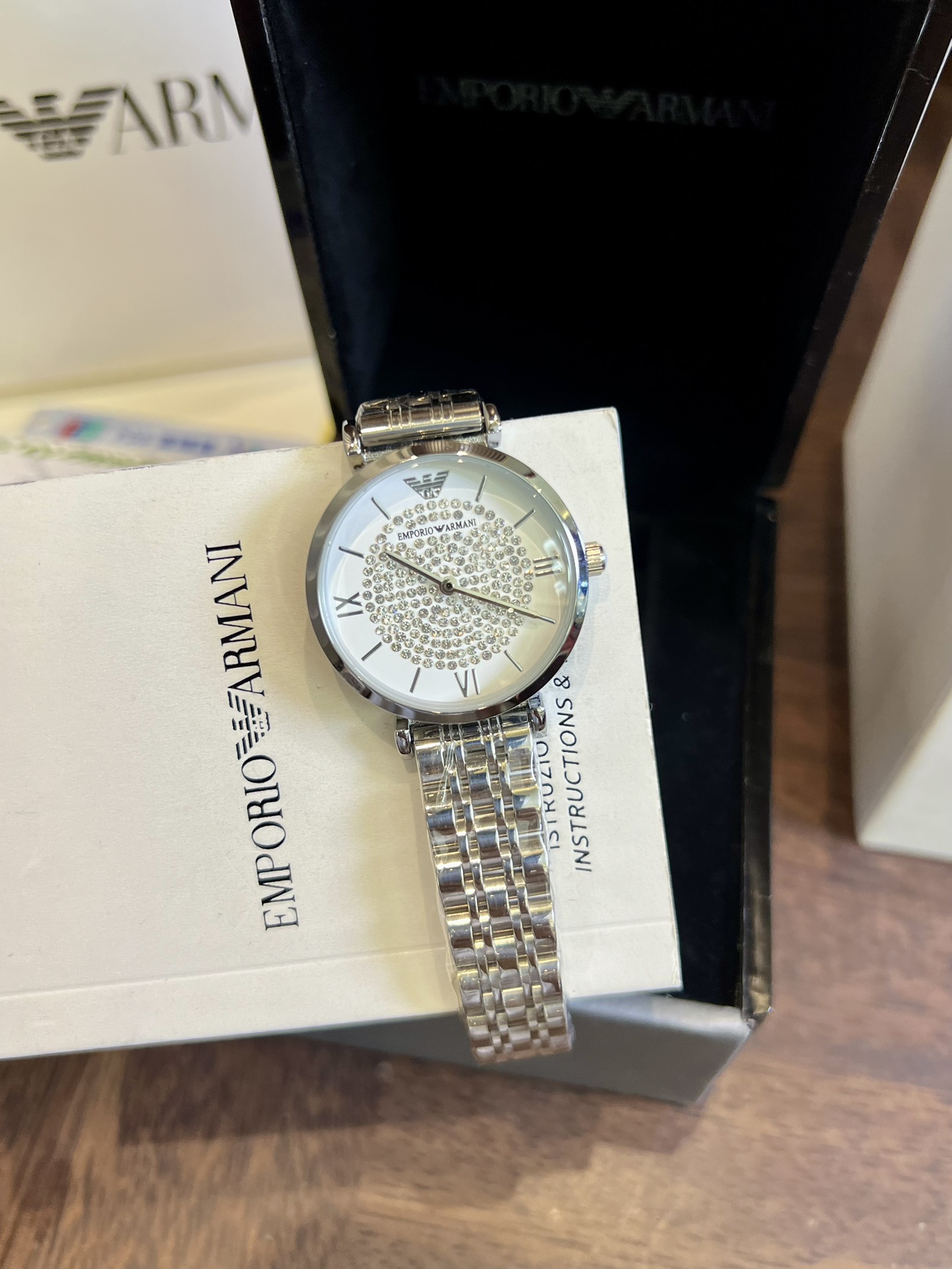 Emporio Armani AR1925 Crystal Pave White Dial Stainless Steel Ladies Watch - cnluxepick