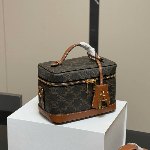 Celine Vanity Case Triomphe Brown 7.1 Inches