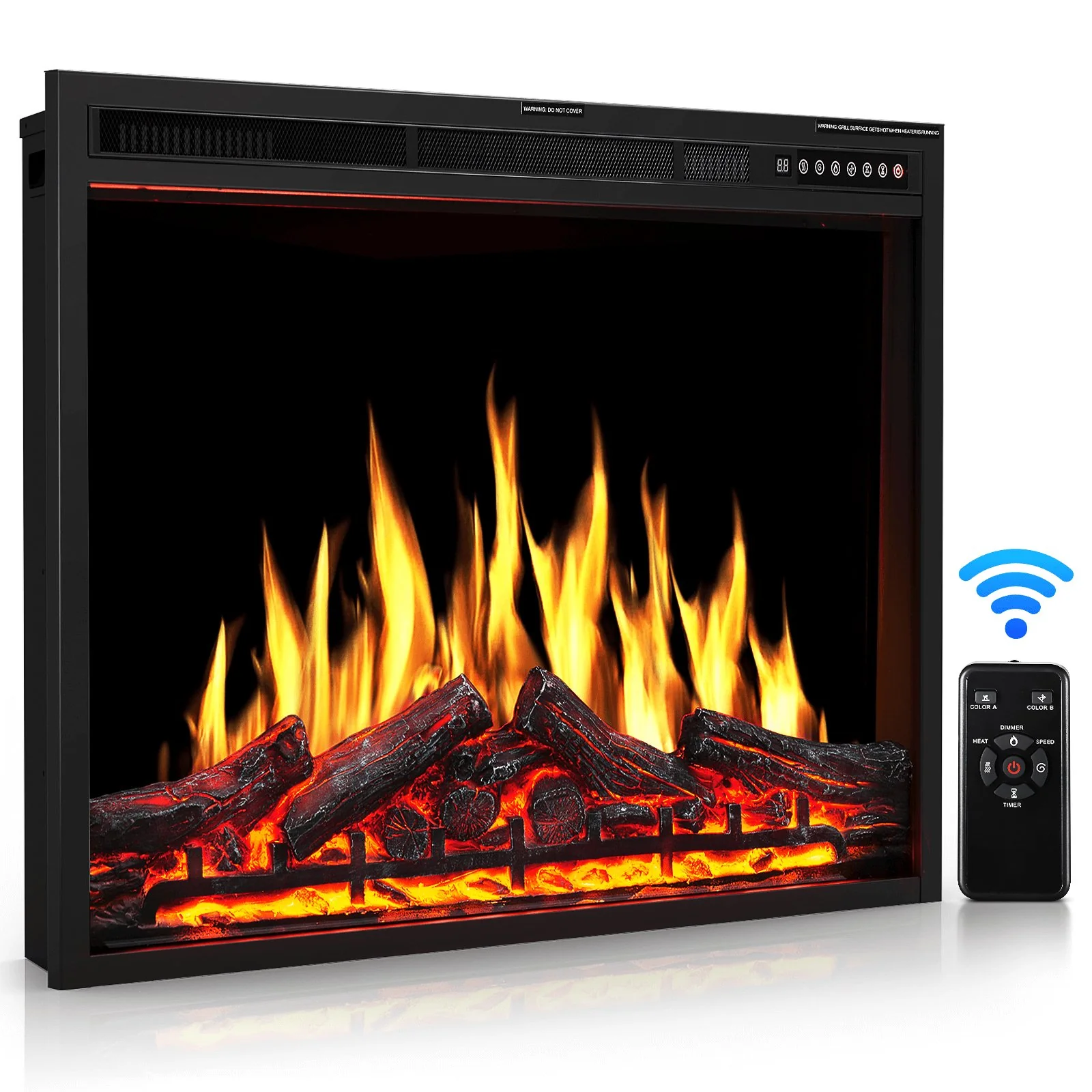 34 Inch Electric Fireplace Insert Adjuatble Flame Colors 936BXB