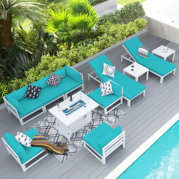 Nicesoul White Aluminum Modern Patio Furniture Sectional Sofa Set with Cushion