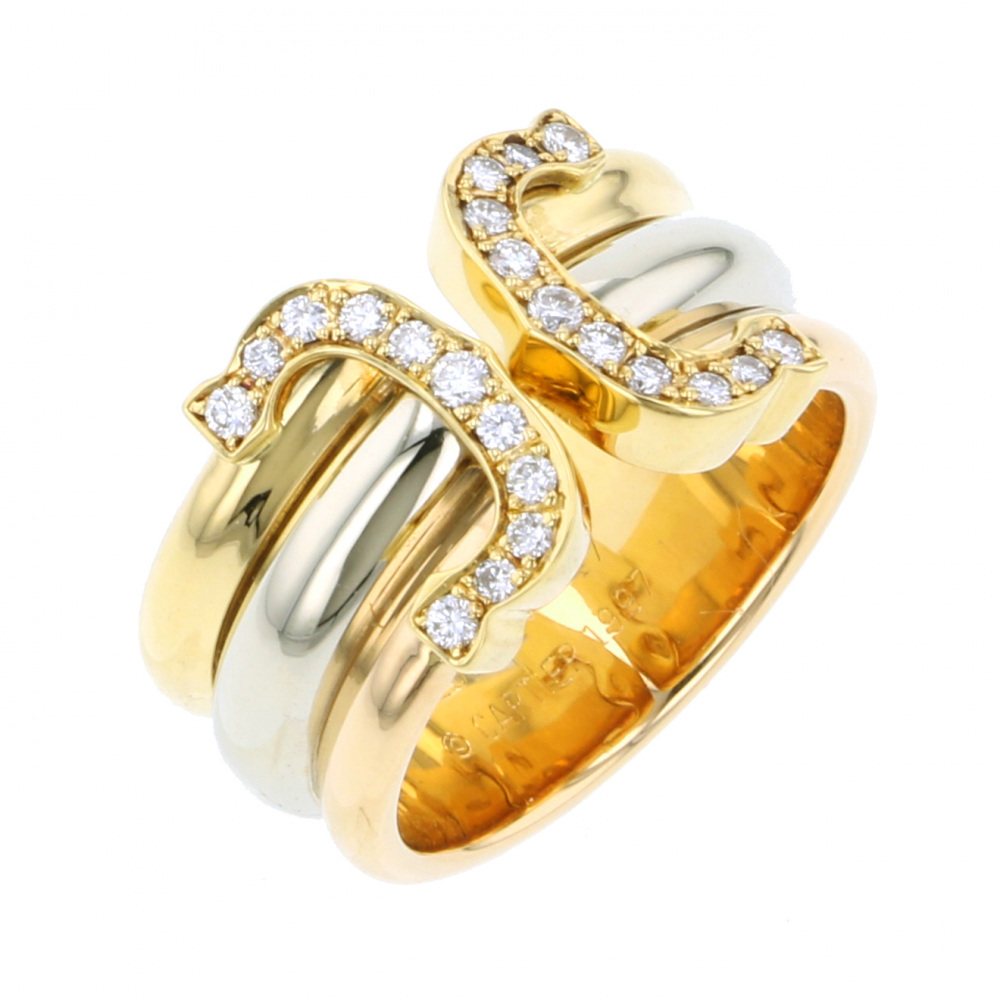 Cartier 2C #47 Ring Tri-Gold Diamond