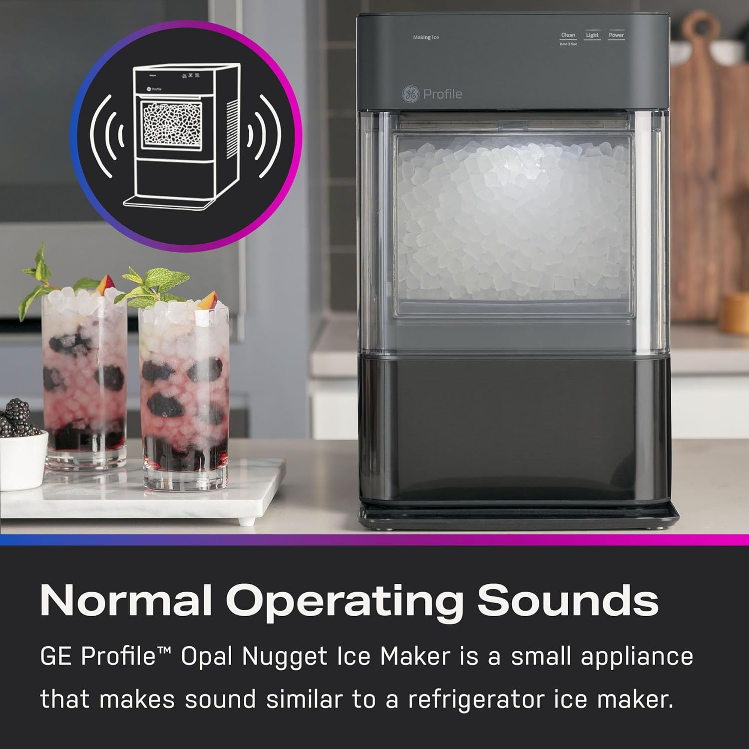 2026 GE Profile Opal 2.0 with 0.75 Gallon Tank, Chewable Crunchable Countertop Nugget Ice Maker, Scoop included, 38 lbs in 24 hours, Pellet Ice Machine with WiFi & Smart Connected, Stainless Steel