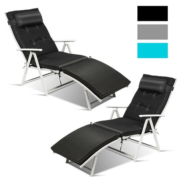 Costway 2PC Folding Chaise Lounge Chair with Cushion