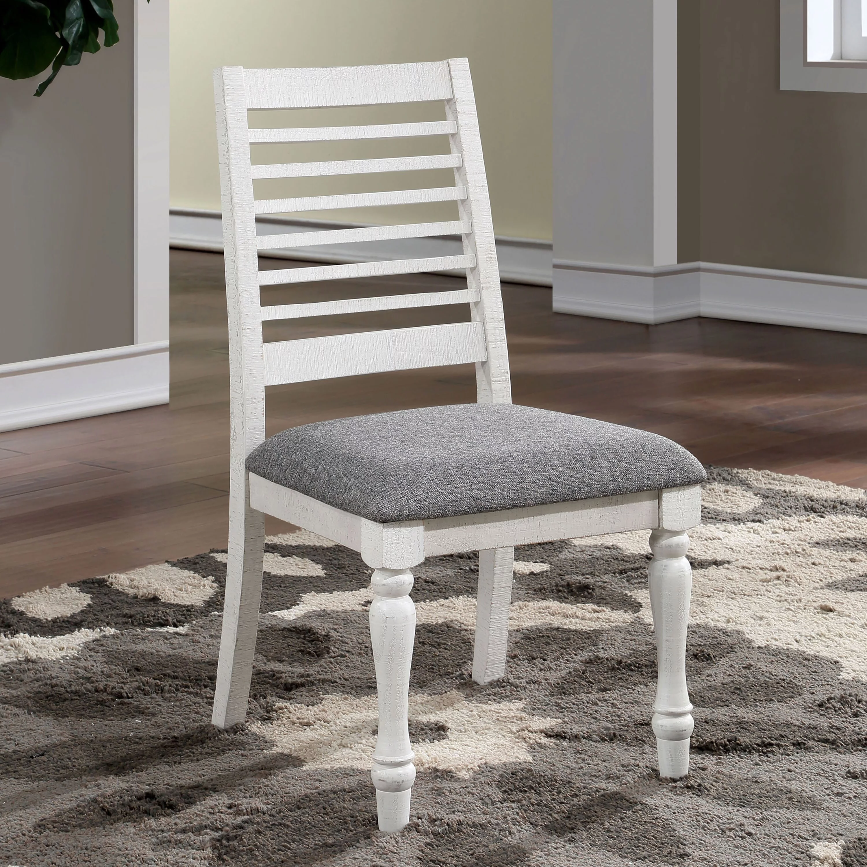 Furniture of America Ionessa Farmhouse White Ladderback Dining Chairs (Set of 2) by