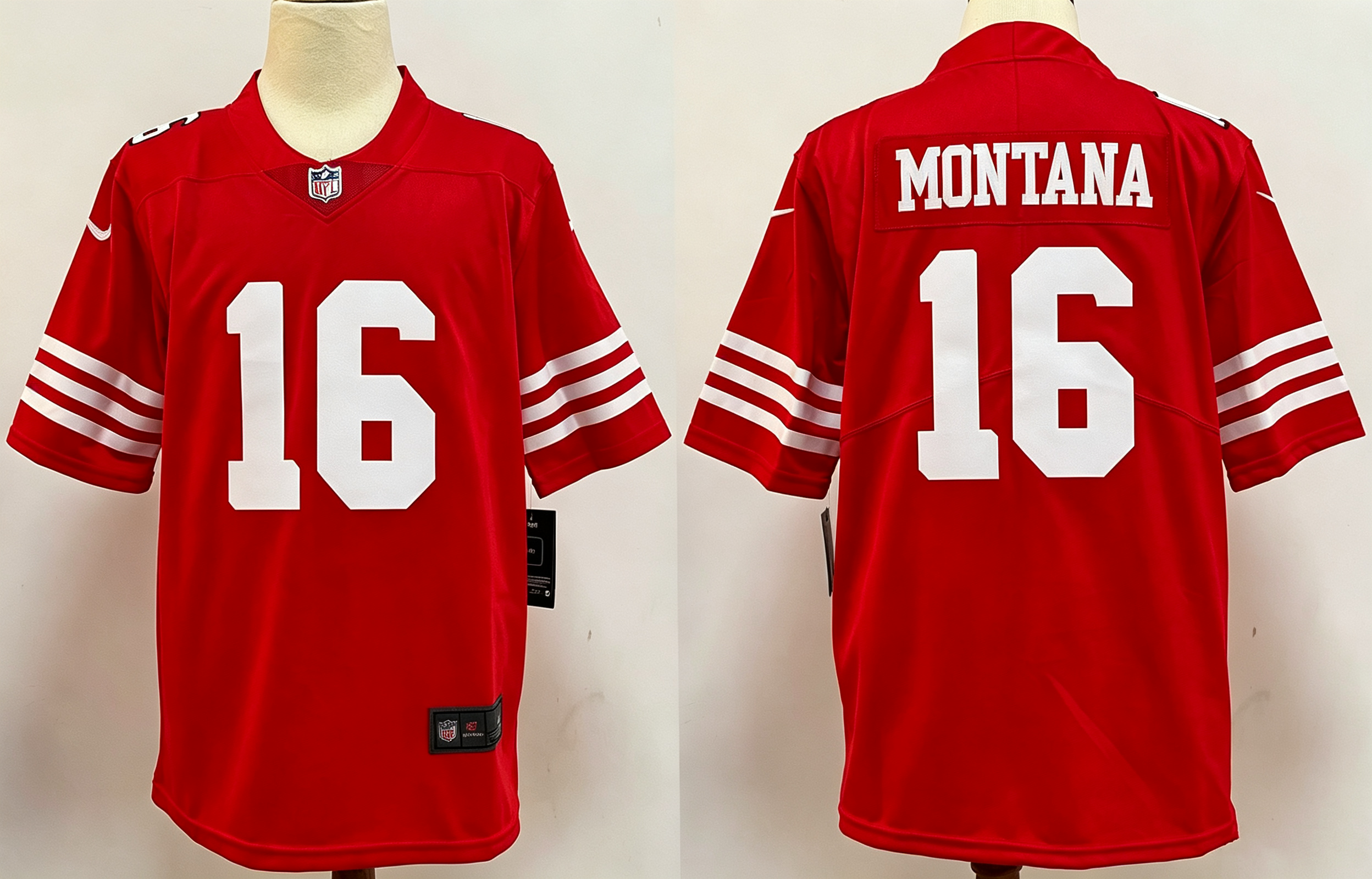 Men's San Francisco 49ers Joe Montana #16 Red Game Jersey