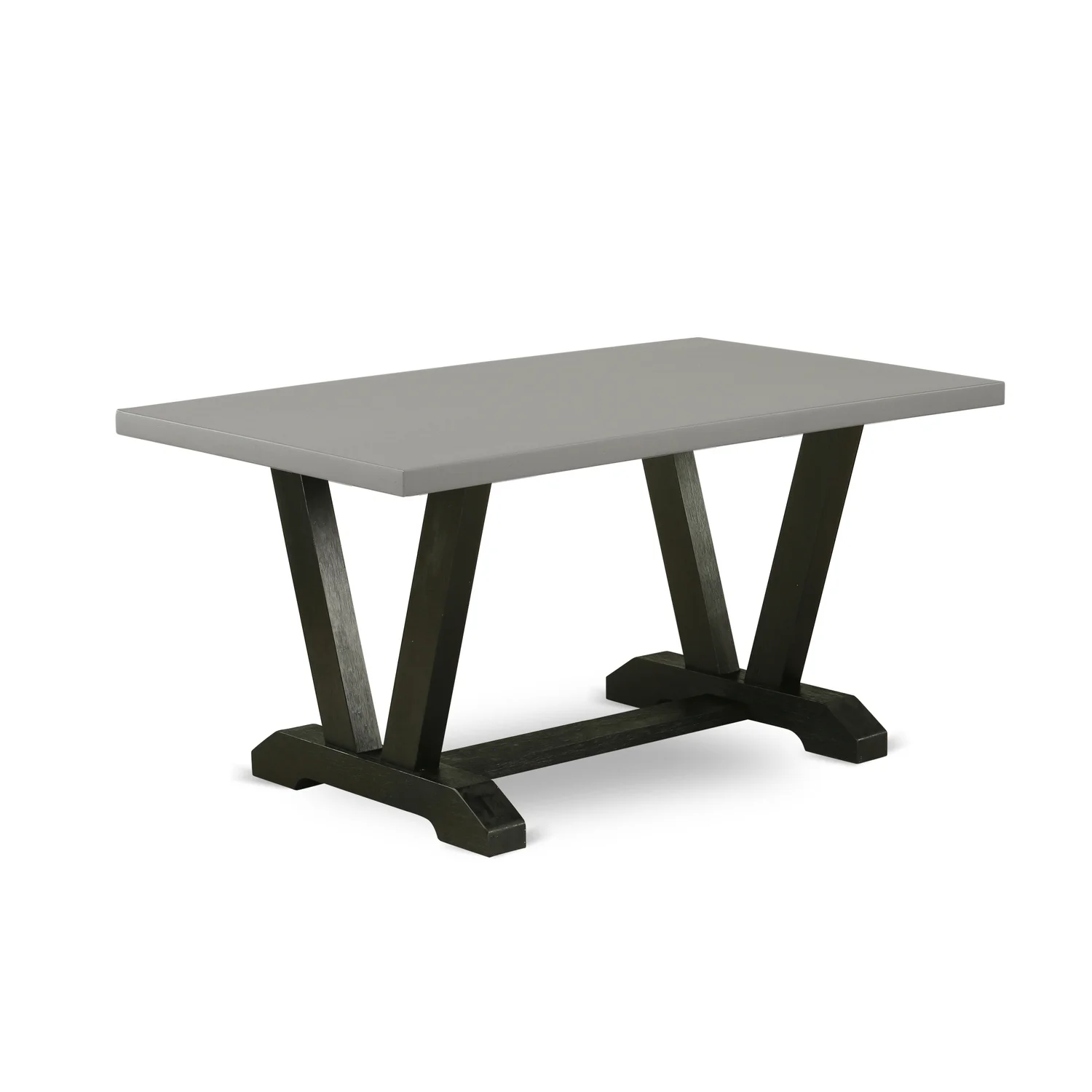 Maykoosh Coastal Craftsman 6-Pc Kitchen Table Set-Dark Gotham Grey Linen Fabric Seat & Parson Dining Chairs, A bench & Top Dining Room Table, Cement & Wire Brushed Black