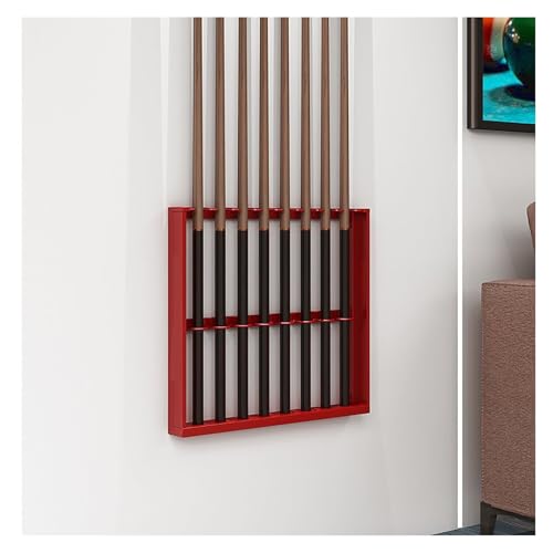 Wall Mount Pool Cue Rack - Metal Holder with Double Layer U-Shaped Slots, Billiards Accessories for Pool Rooms & Clubs (Black, 50x6x50cm)