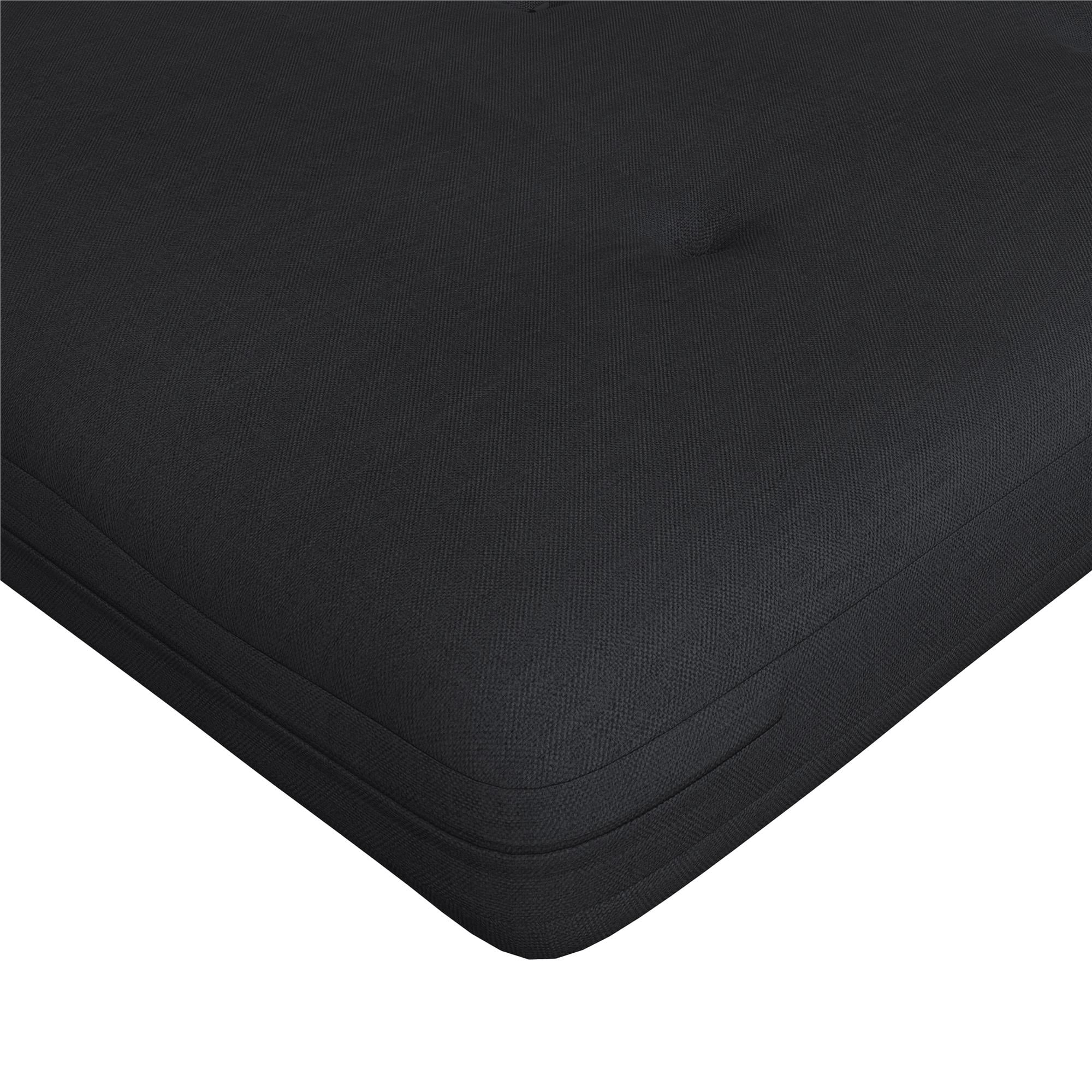 Caddie 6-Inch Futon Mattress with Tufted Cover and Recycled Polyester Fill, Full, Black Linen