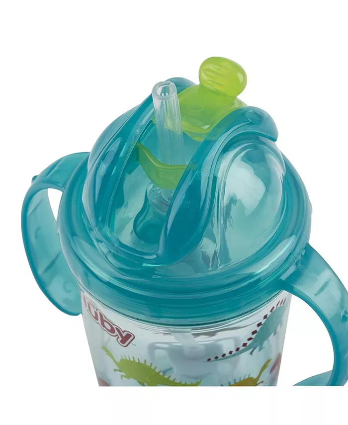 Nuby Tritan No Spill Flip N' Sip Twin Handle 360 Weighted Straw Cup, Blue
