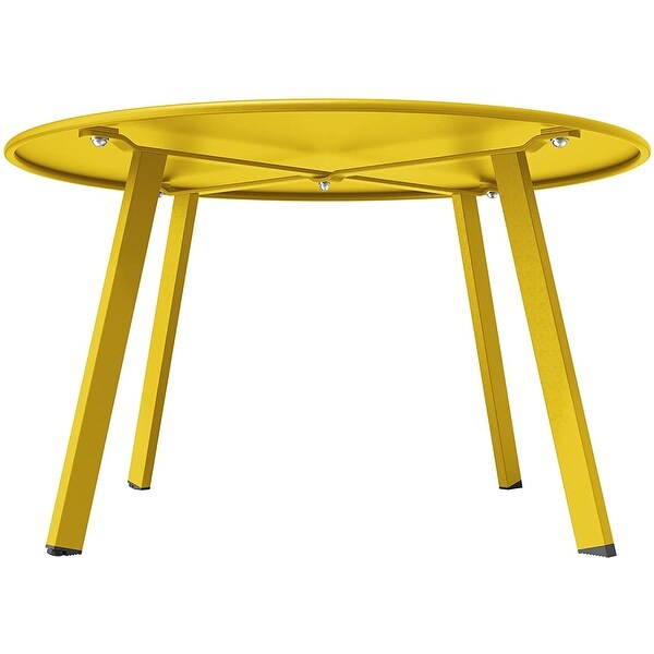 27.6inch Yellow Round Coffee Table Patio Side Table