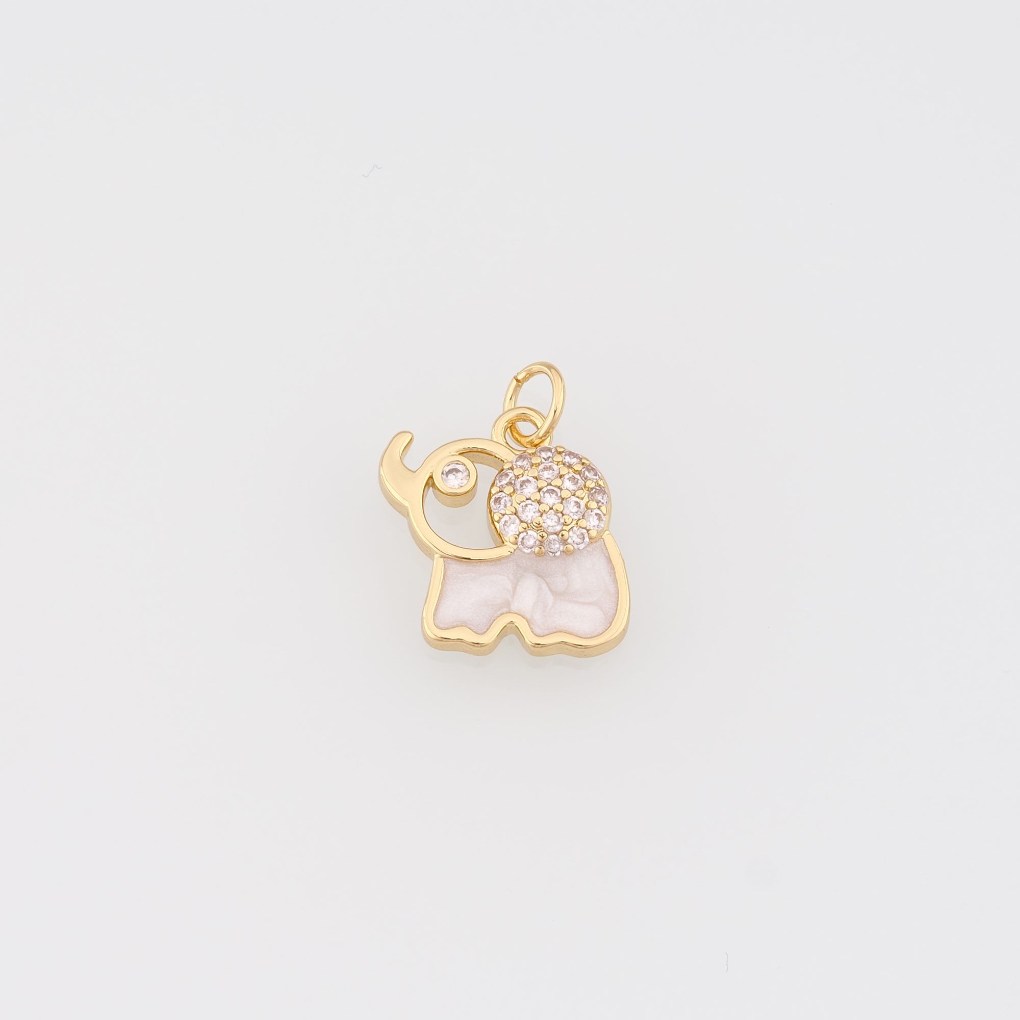 18K Gold Filled Elephant Pendant,CZ Micro Pave Elephant Charm Earrings Necklace for DIY Jewelry Making Supply