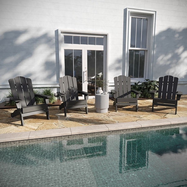 Set of 4 AllWeather Adirondack Chairs with Cupholders