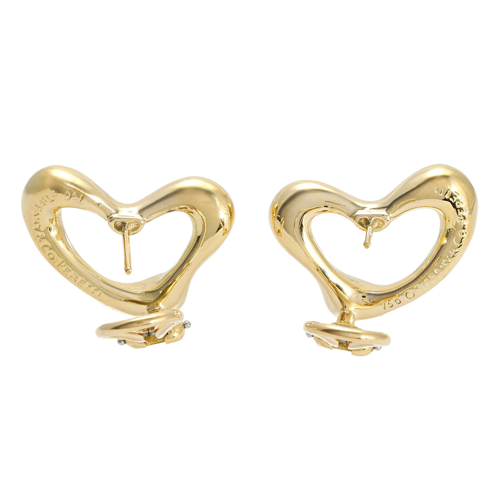 Tiffany & Co. Open Heart Elsa Peretti Earrings 18K Yellow Gold
