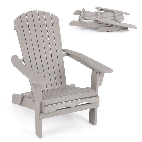Costway Folding Adirondack Chair Set of 1/4 with High Backrest and Wide
