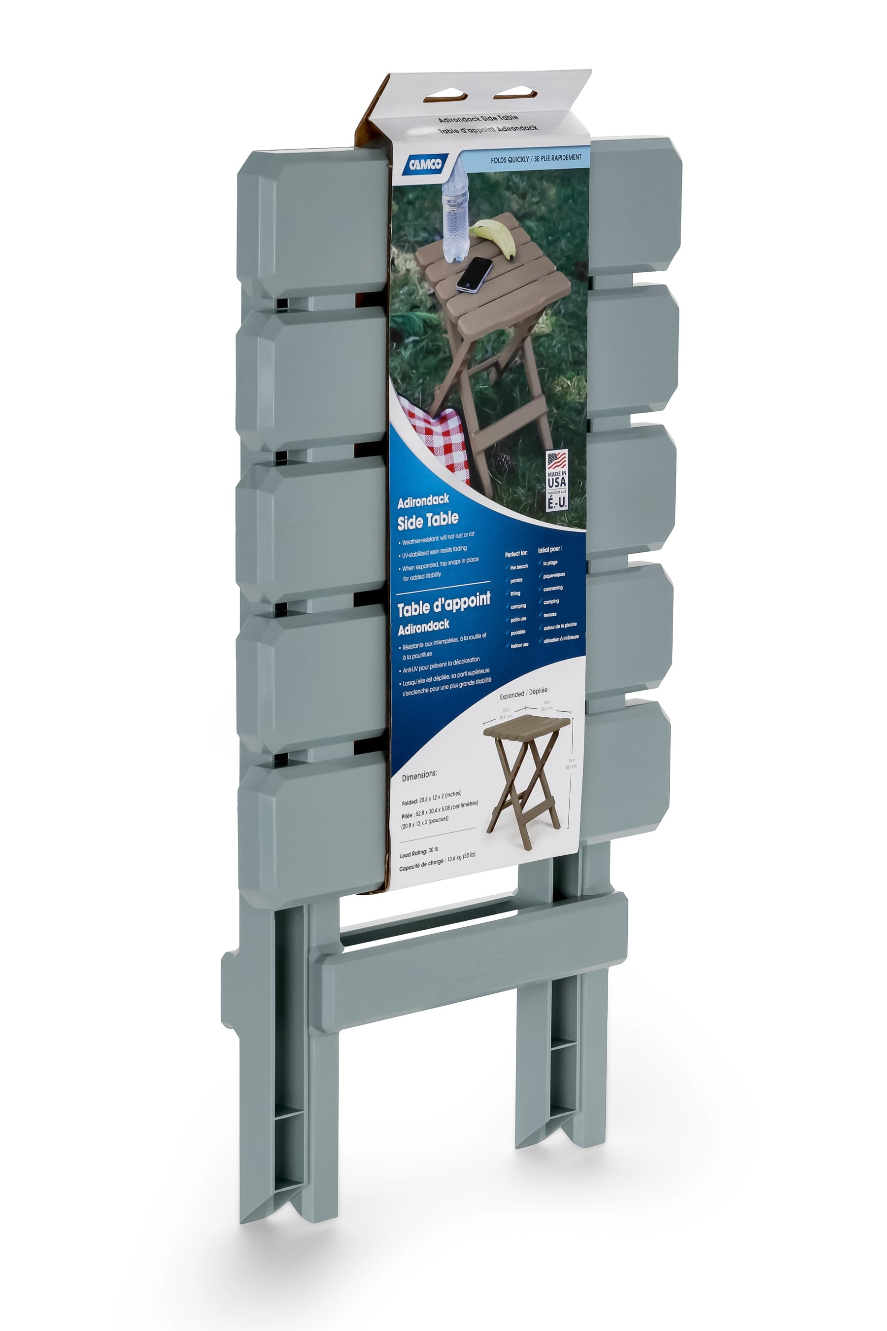 Camco Large Adirondack Outdoor Table, Perfect for the Beach, Camping, Picnics, and Cookouts,18