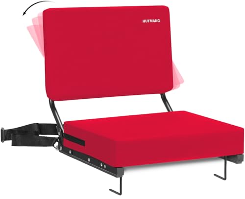 Chair - Stadium Seat with Back Support, Padded Foam Backs, 330LBS Weight Support, Portable, Foldable, Black