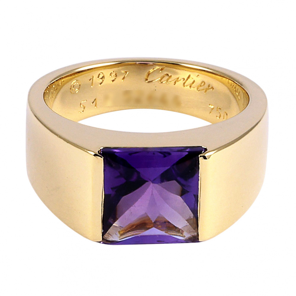 Cartier Tank Ring 18K Yellow Gold Amethyst