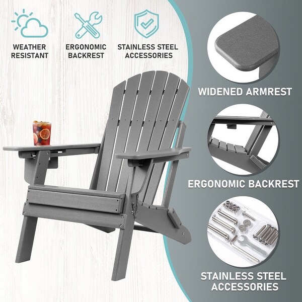 Vrakae Adjustable and Folding Adirondack Chair with Cup Holder