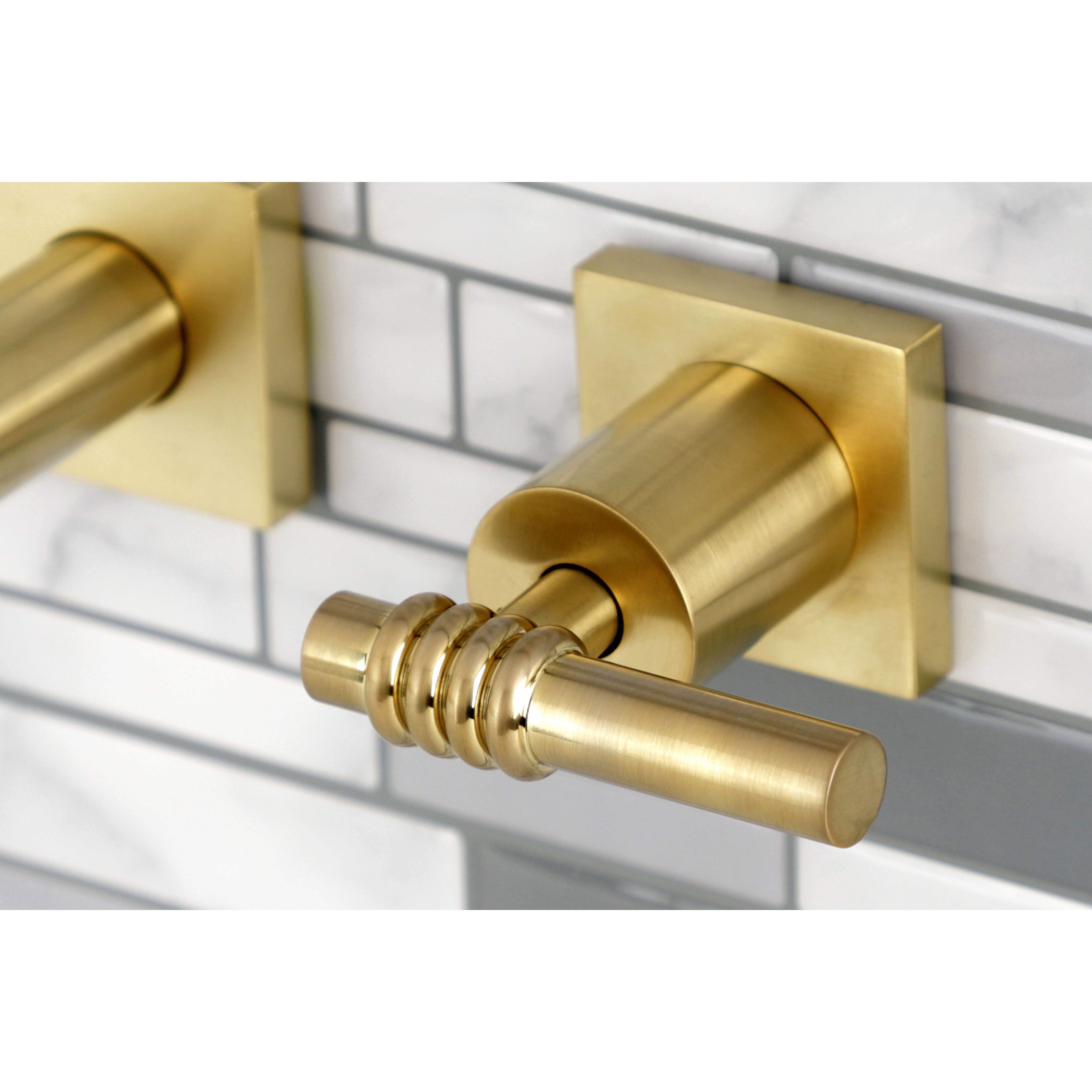 Kingston Brass KS6128ML Milano Two-Handle Wall Mount Bathroom Faucet Brushed Nickel