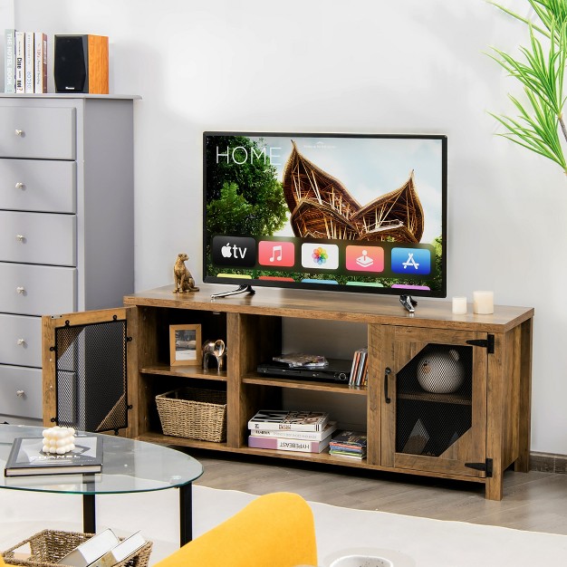 Costway Tv Stand Entertainment Media Center For Tvs Up To 65 x27 x27 W steel Mesh Doors