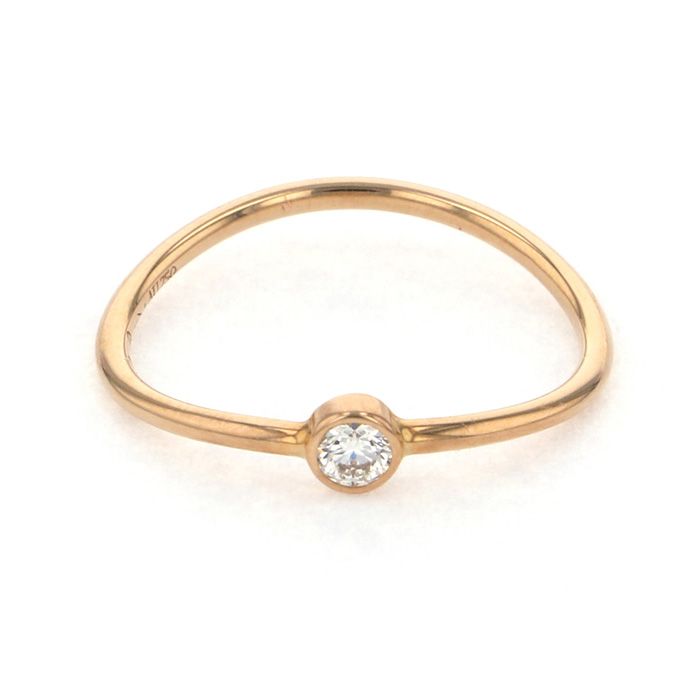 Tiffany & Co. Elsa Peretti Wave Single Row Diamond Ring 18K Rose Gold