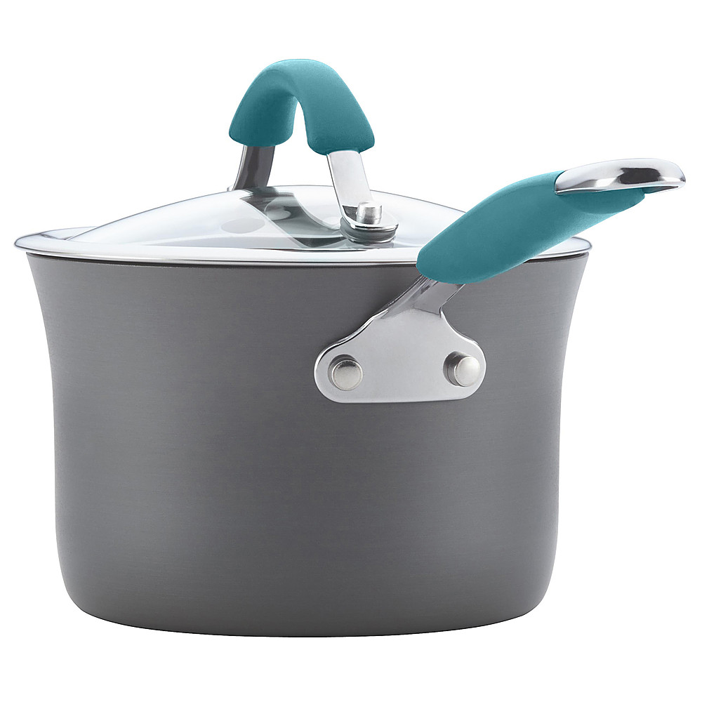 Rachael Ray - Cucina 12-Piece Cookware Set - Gray with Blue Handles