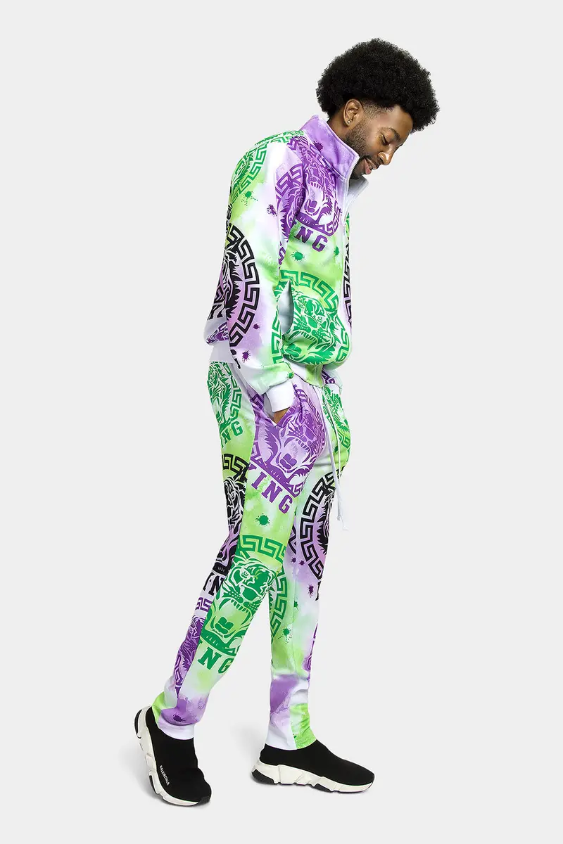 Tie-Dye Tiger King Tracksuit – Psychedelic Fusion of Wildlife Graphics & Swirling Dye Patterns