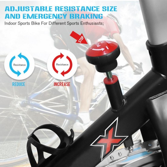 38.5″ x 23.23″ x 38.98″ Indoor Cycling Bike, Adjustable Stationary Exercise Cycling Bike with Soft Saddle and LCD Monitor, Noise-Free Movement Exercise Equipment for, S5889