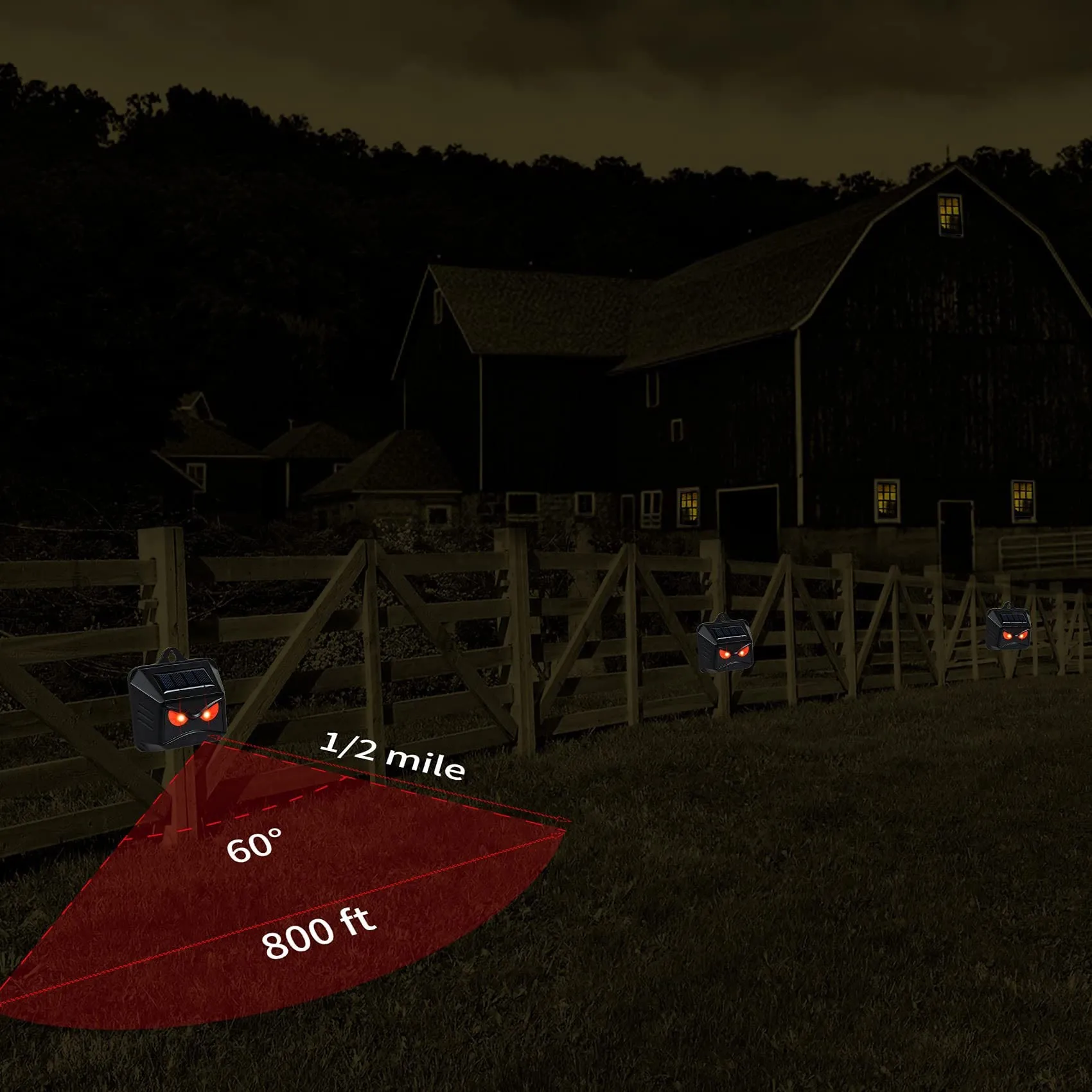 4 Pack Solar Nocturnal Red LED Lights Animal Repeller