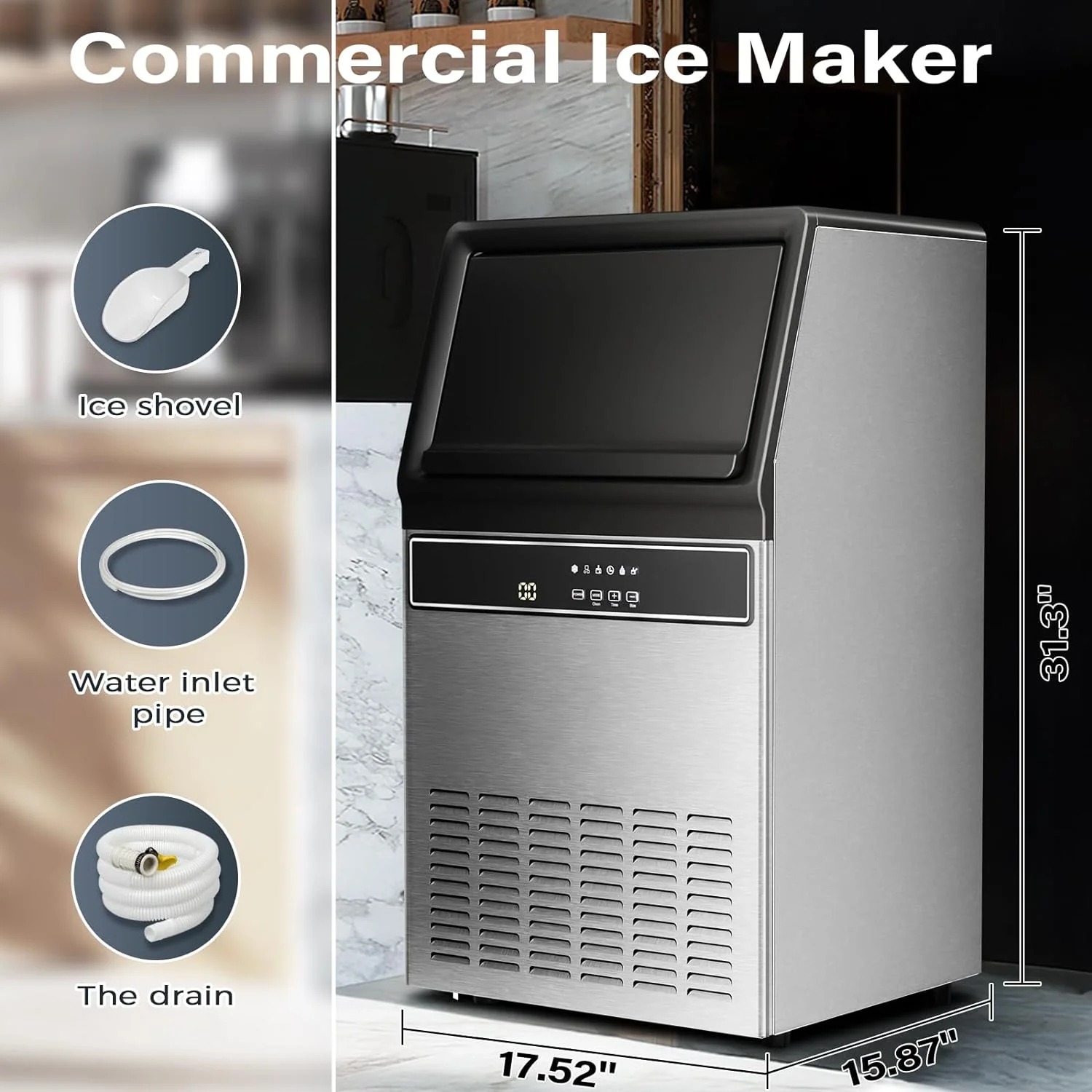 Commercial Ice Maker, Cubic Ice Machine with Self-Cleaning Function Z4790