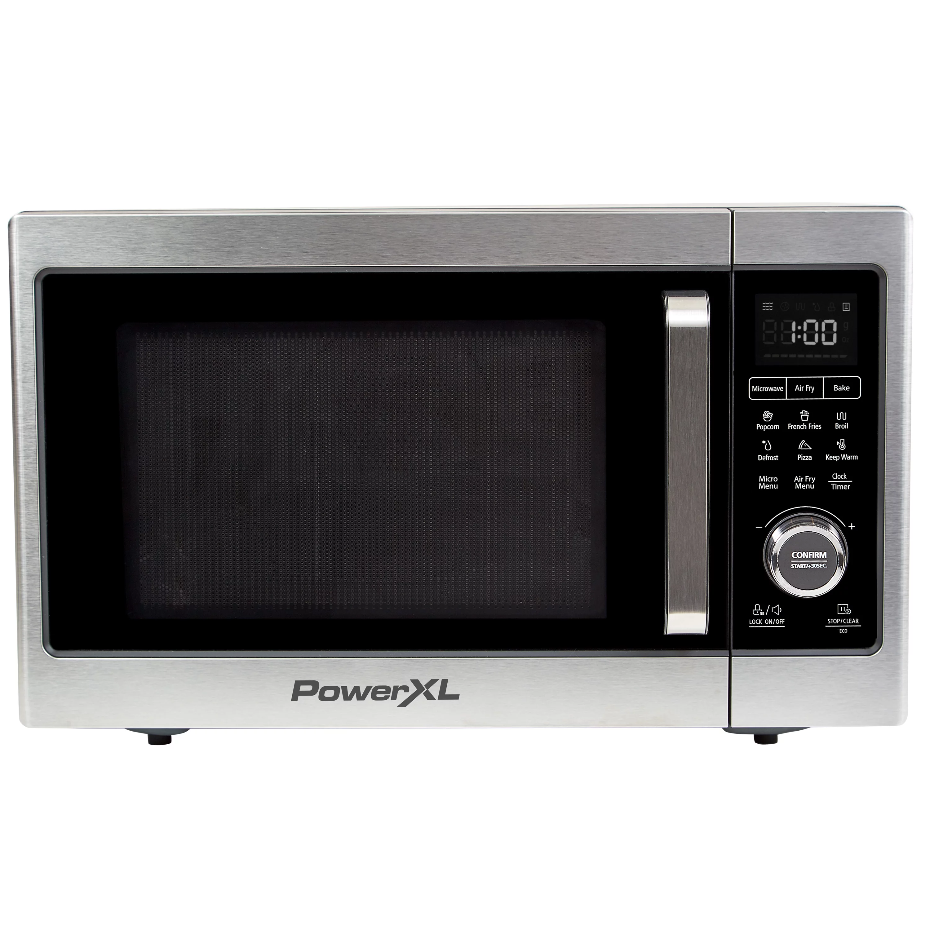 Restored PowerXL Microwave Air Fryer Plus, Stainless Steel / Black, 1cu. ft. (Refurbished)
