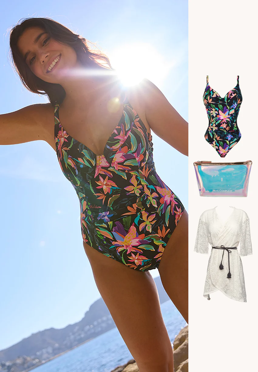 Ensemble maillot 1 pièce Barbade noir avec tunique et trousse