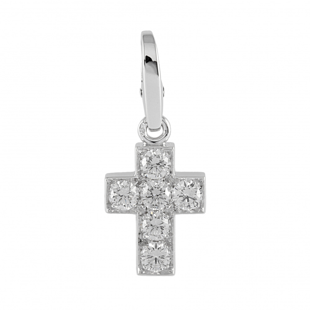Cartier Cross K18WG White Gold Charm Diamond