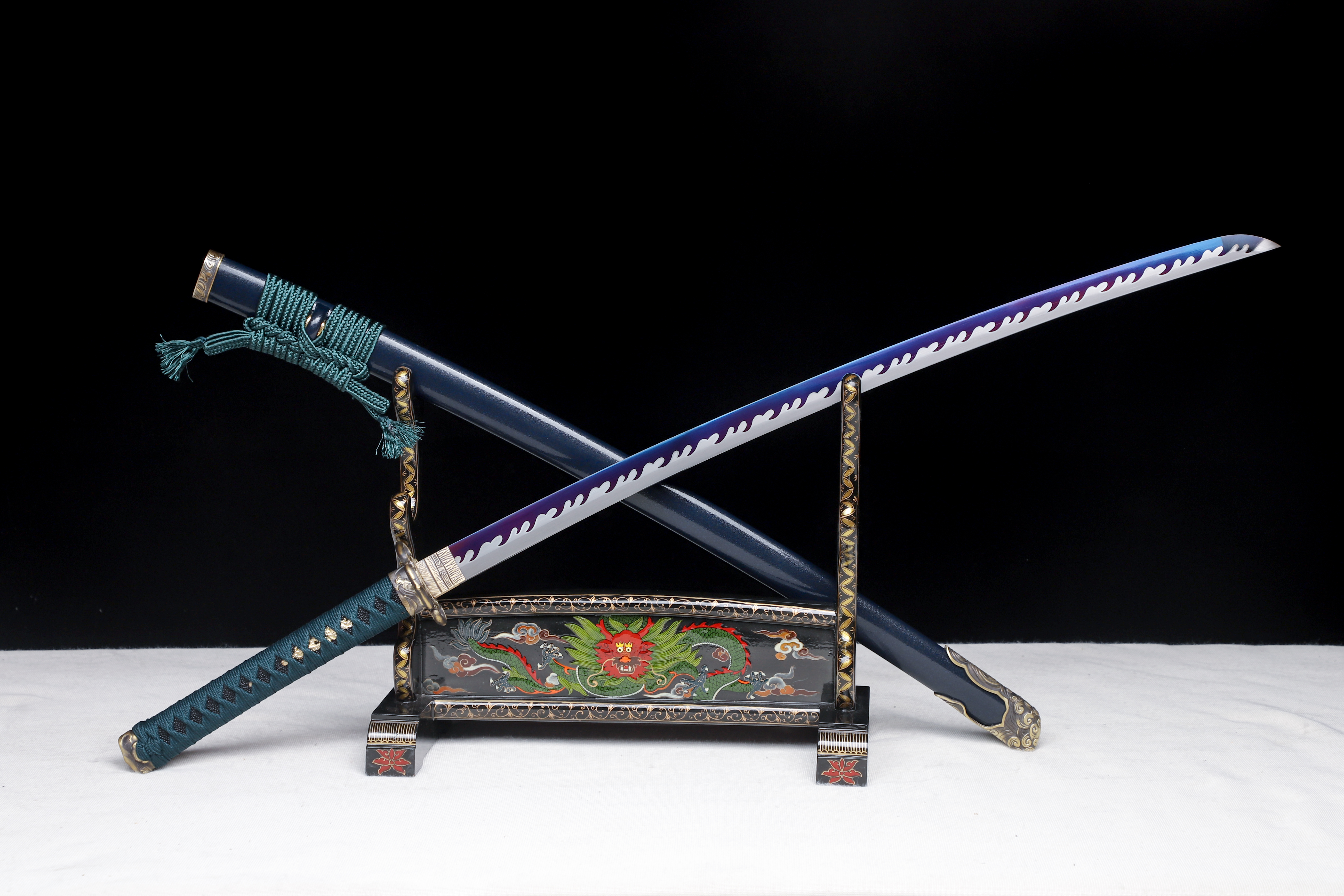 Handmade Japanese Katana 9260 Spring Steel Purple Blade Full Tang