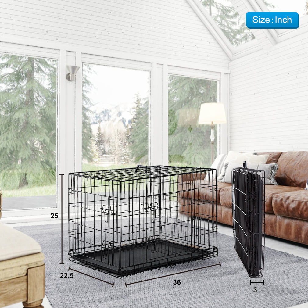 Furinno Large Dog Cage with Double Door, Black